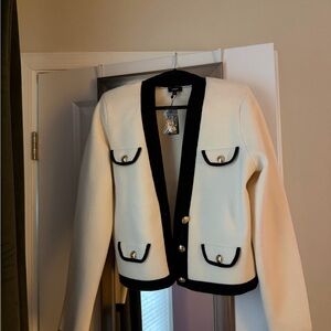 Express Elegant Cream and Black Women's Cardigan